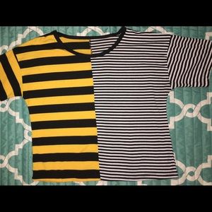 Half and half stripped shirt